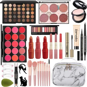 M All In One Makeup Kit, Makeup Kit for Women Full Kit,Multipurpose Women's Cosmetics Set,Beginners and Professionals Alike,Easy to Carry(DLS-White)