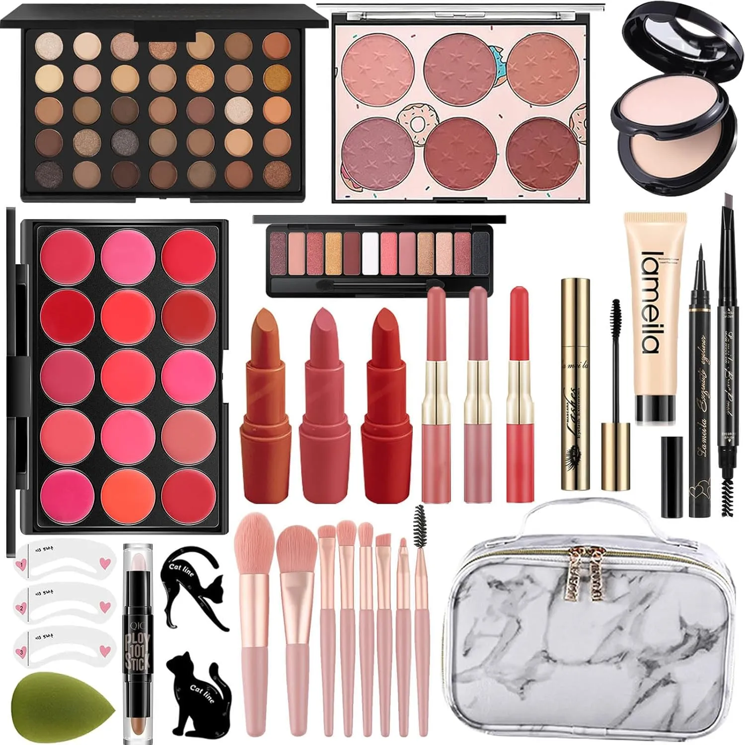 M All In One Makeup Kit, Makeup Kit for Women Full Kit,Multipurpose Women's Cosmetics Set,Beginners and Professionals Alike,Easy to Carry(DLS-White)