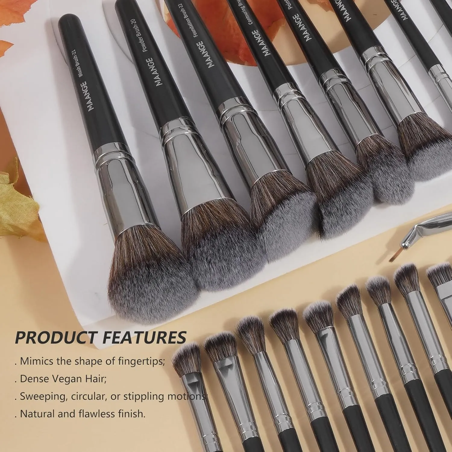 MAANGE 30 Pcs Professional Makeup Brushes with Case, Premium Synthetic Face Foundation Powder Blush Eyeshadow Blending Eye Brush Set Travel Makeup Brushes Set(Black)