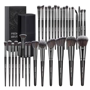 MAANGE 30 Pcs Professional Makeup Brushes with Case, Premium Synthetic Face Foundation Powder Blush Eyeshadow Blending Eye Brush Set Travel Makeup Brushes Set(Black)
