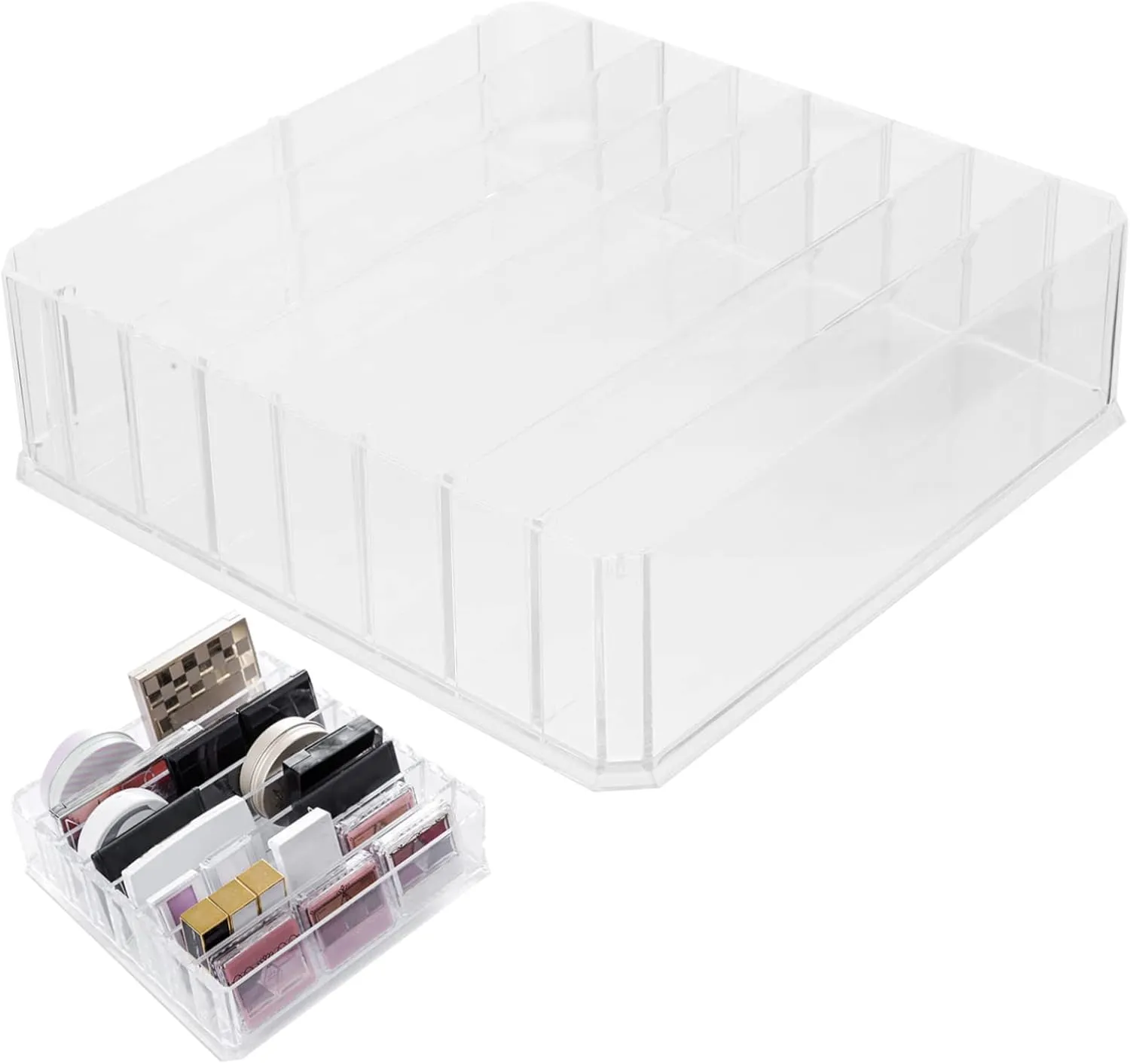 MAGICLULU Countertop Makeup Organizers Eyeshadow Palette Holder Dorm Makeup Organizer Divided Storage Box