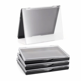 Magnetic Makeup Palette with Clear Top, 3Pack Empty Eyeshadow Pan Dispensing Storage Box with 60Pcs Adhesive Metal Stickers for DIY Cosmetics Lipstick Blush Powder-4.8" x 4"Palette