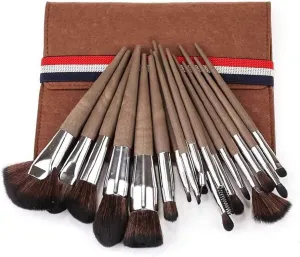 Makeup Brush 16pcs Soft Synthetic Fibers Hair Make Up Brushes Lip Eyelash Powder Blending Large Fan Brush Beige Essential Set Cosmetic Products (Color : B)