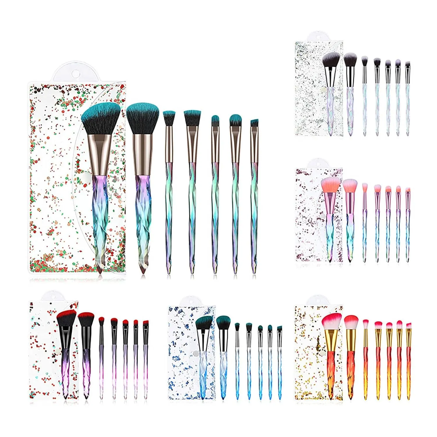 Makeup Brushes Premium Synthetic Concealers Foundation Powder Eye Shadows Makeup Brushes Cosmetic Eyebrow Eyeshadow Powder Brush Lip Makeup Brushes Double Ended Makeup Brush (Color : E, Size : One S
