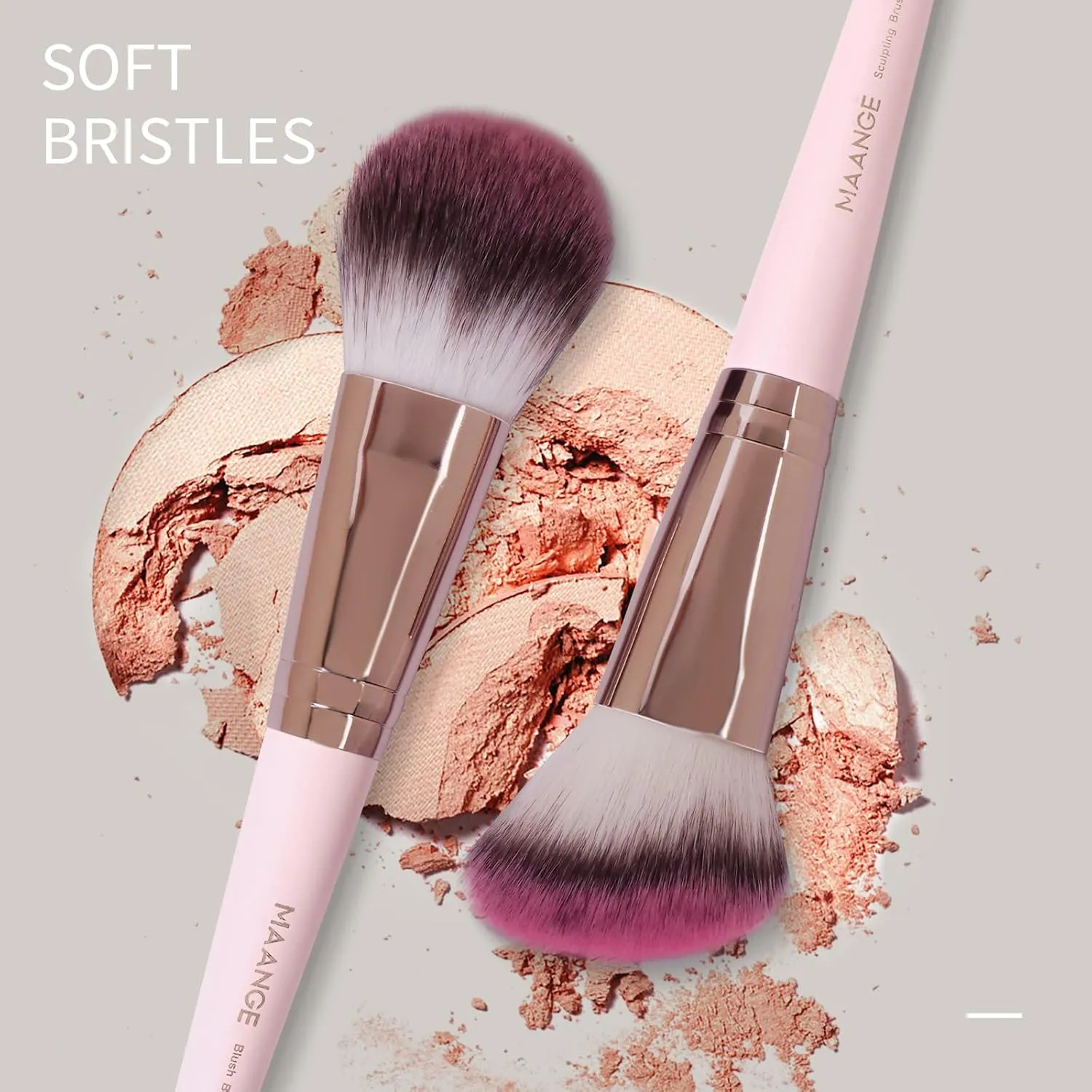 Makeup Brushes with Case, MAANGE 18 Pcs Professional Makeup Brush Set Premium Synthetic Face Kabuki Brush Kit Foundation Blush Powder Eyeshadow Brushes Set Christmas Gift (Pinkgold)