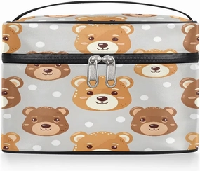 Makeup Bag Large Bears Dots Toiletry Bag for Women Travel Cosmetic Bag Portable Makeup Bag for Bottles Brushes Lipstick Skin Care