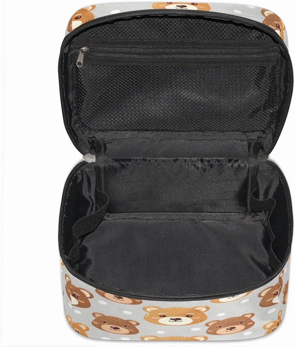 Makeup Bag Large Bears Dots Toiletry Bag for Women Travel Cosmetic Bag Portable Makeup Bag for Bottles Brushes Lipstick Skin Care