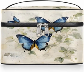 Makeup Bag Large Butterfly Leaf Toiletry Bag for Women Travel Cosmetic Bag Portable Makeup Bag for Bottles Brushes Lipstick Skin Care