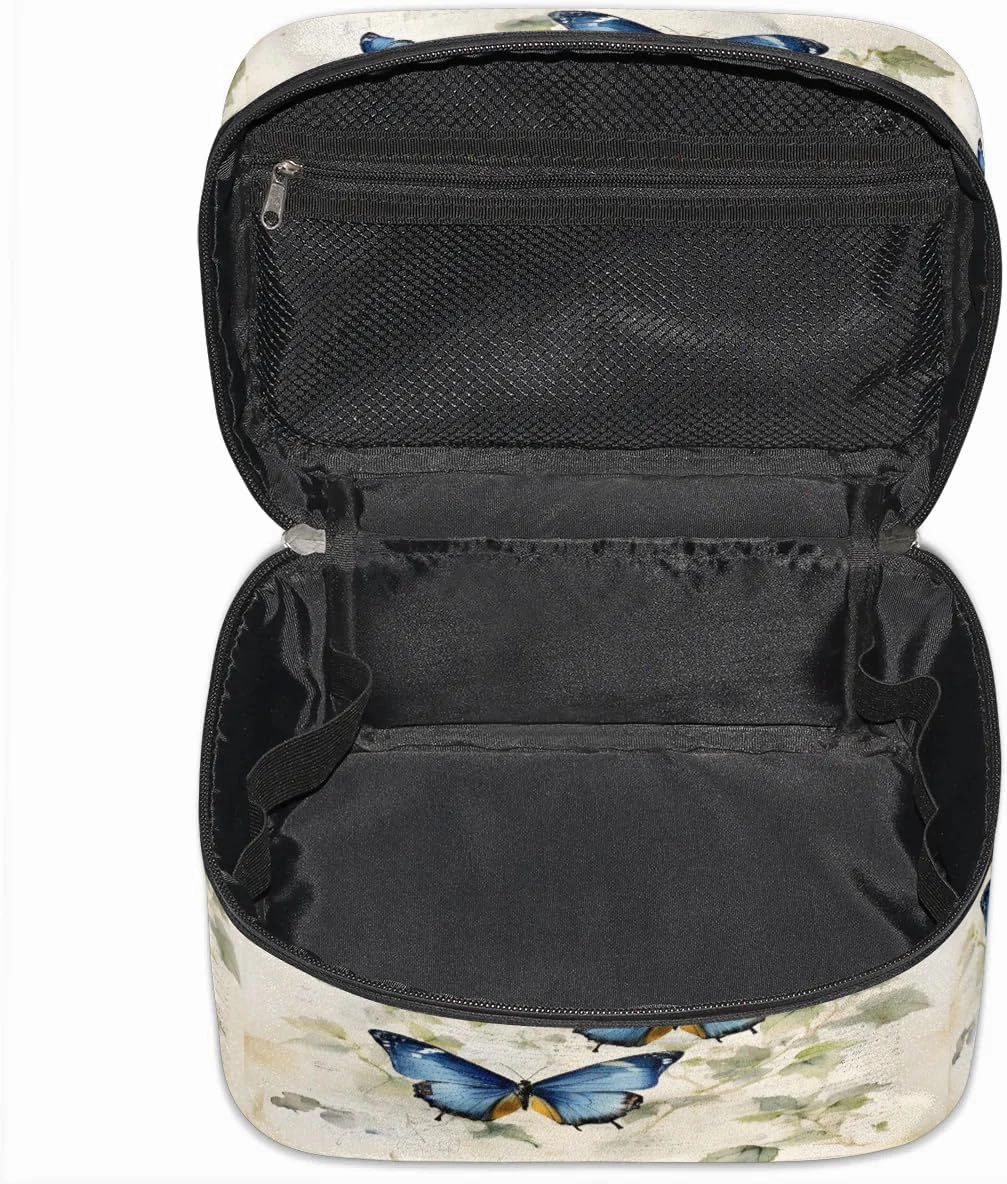 Makeup Bag Large Butterfly Leaf Toiletry Bag for Women Travel Cosmetic Bag Portable Makeup Bag for Bottles Brushes Lipstick Skin Care