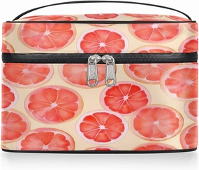 Makeup Bag Large Lemon Slice Theme Toiletry Bag for Women Travel Cosmetic Bag Portable Makeup Bag for Bottles Brushes Lipstick Skin Care