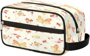 Maple Leaf Autumn Travel Toiletry Bag for Women Men Small Cosmetic Makeup Organizer Water Resistant Shaving Bag Portable Make Up Bag Storage Bags with Handle
