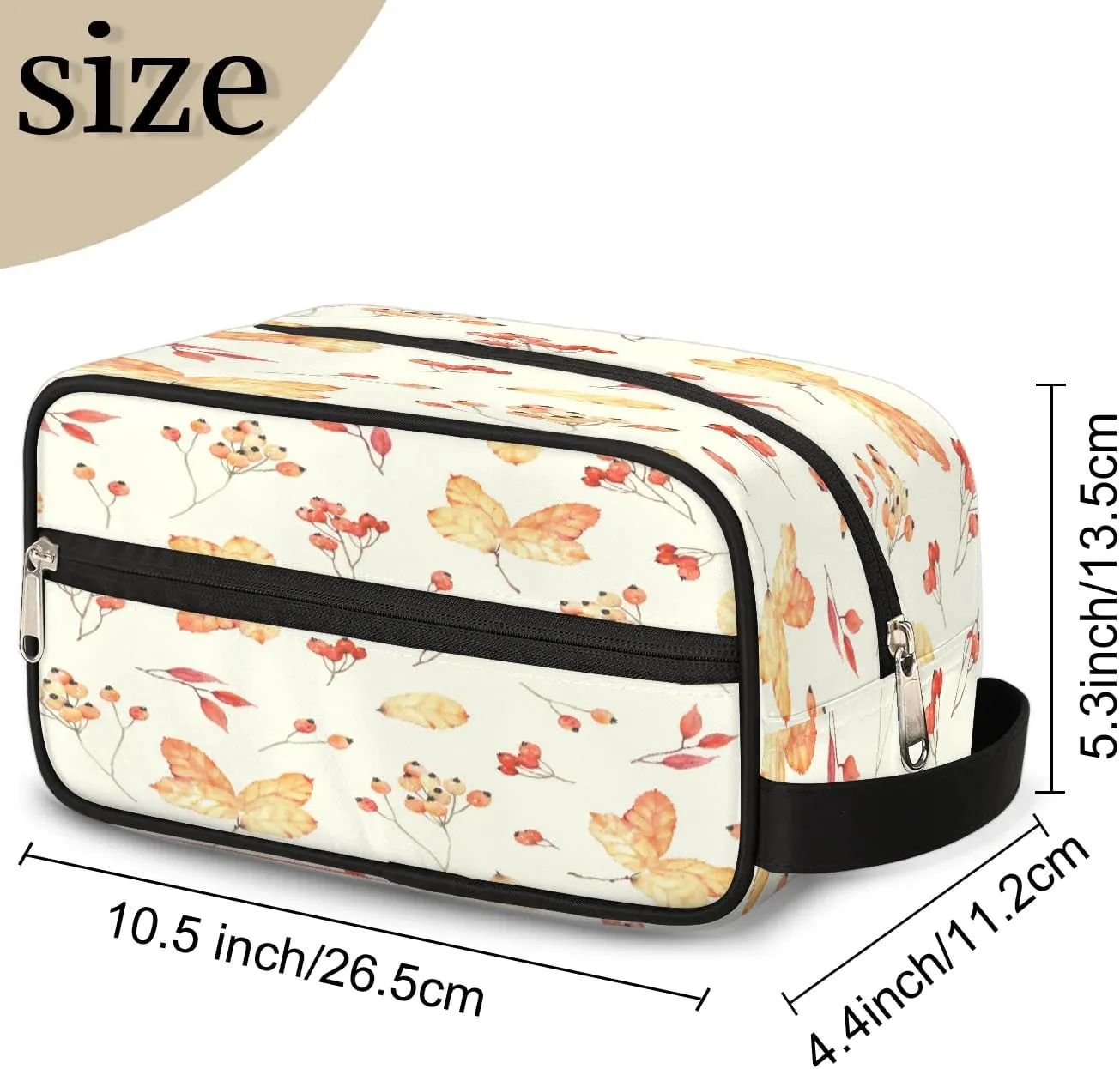 Maple Leaf Autumn Travel Toiletry Bag for Women Men Small Cosmetic Makeup Organizer Water Resistant Shaving Bag Portable Make Up Bag Storage Bags with Handle
