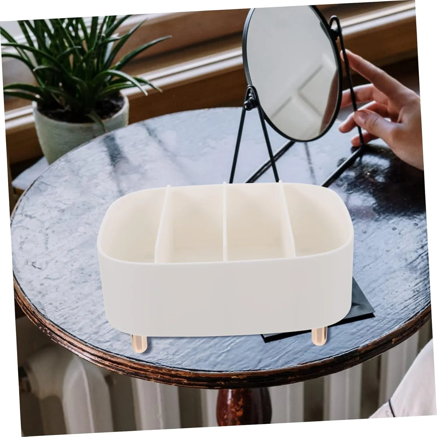 MERRYHAPY Desktop Makeup Storage Box Capacity Compartment Organizer for Cosmetics Vanity Essentials and Craft Supplies Material Easy to Clean Space-saving Design