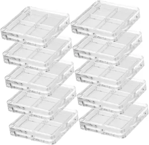 Mikinona 10pcs Transparent Eyeshadow Organizer Boxes Cosmetic Storage Case for Eyeshadow Blush and Lipstick Lightweight Diy Makeup Pallet for Travel and Daily Use