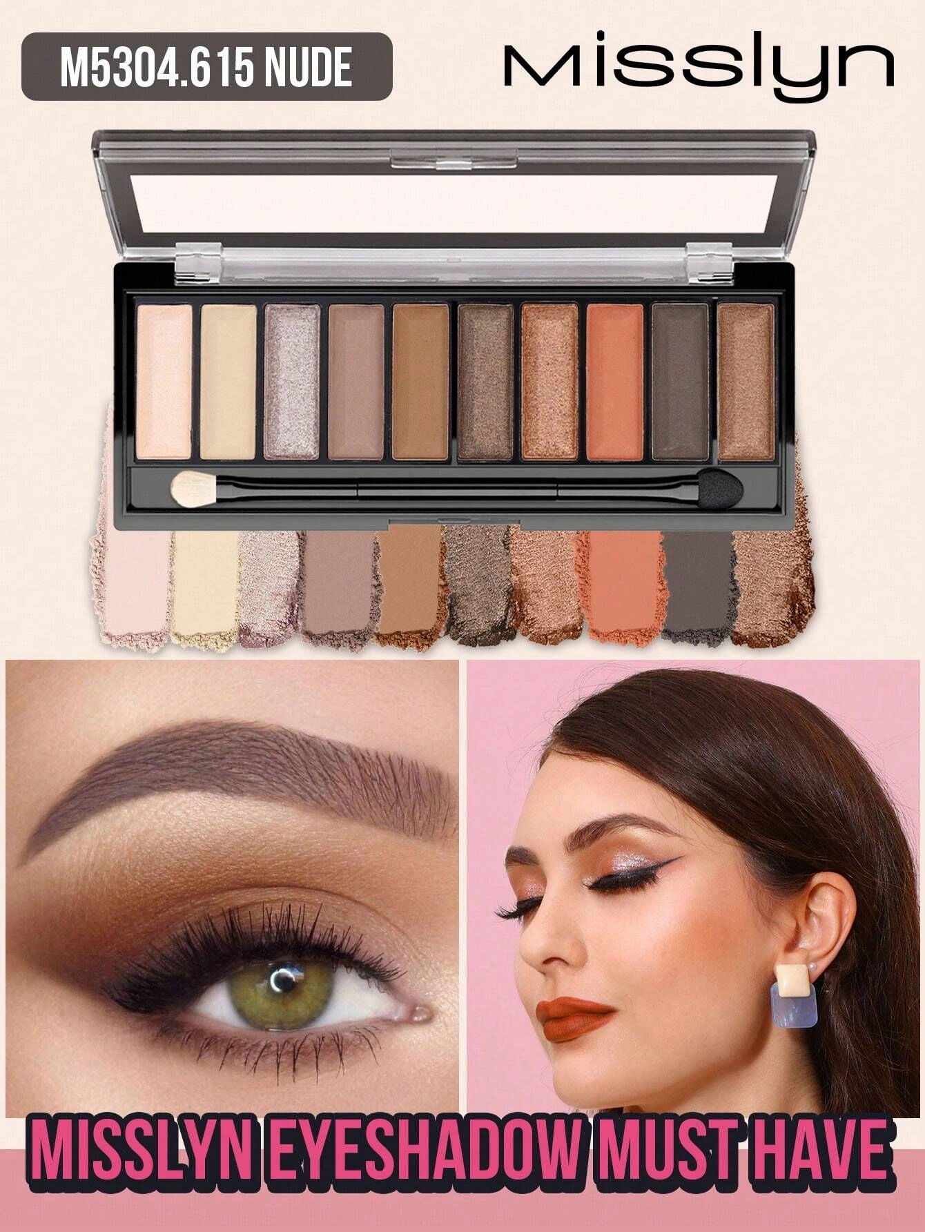 Misslyn 10 Shades of Earth Tones Matte and Shimmer Eyeshadow Palette