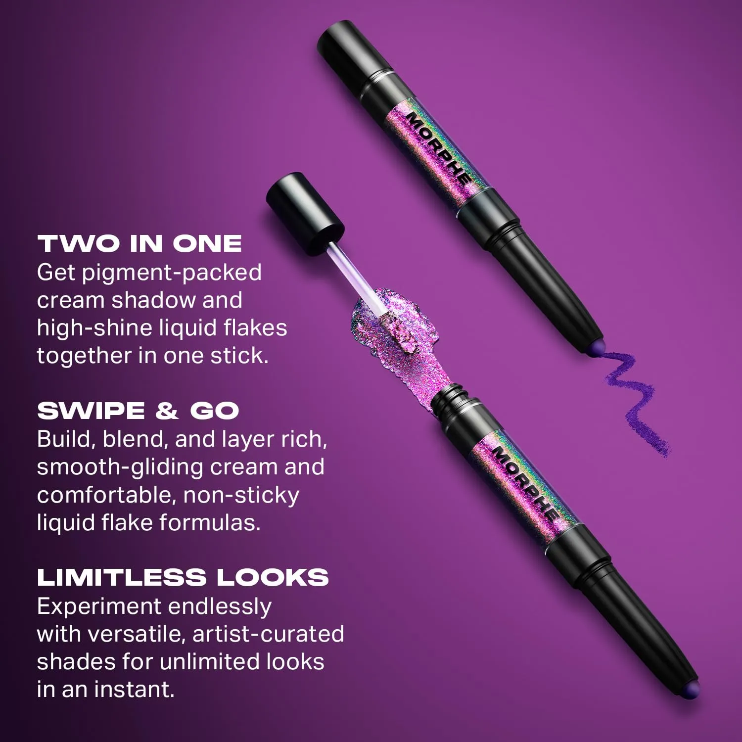 Morphe Mixed Signals Dual-Ended Cream & Liquid Shadow Stick - Versatile Longwear Cream & Liquid Eyeshadow Duo - Partner/Player (0.96 oz)
