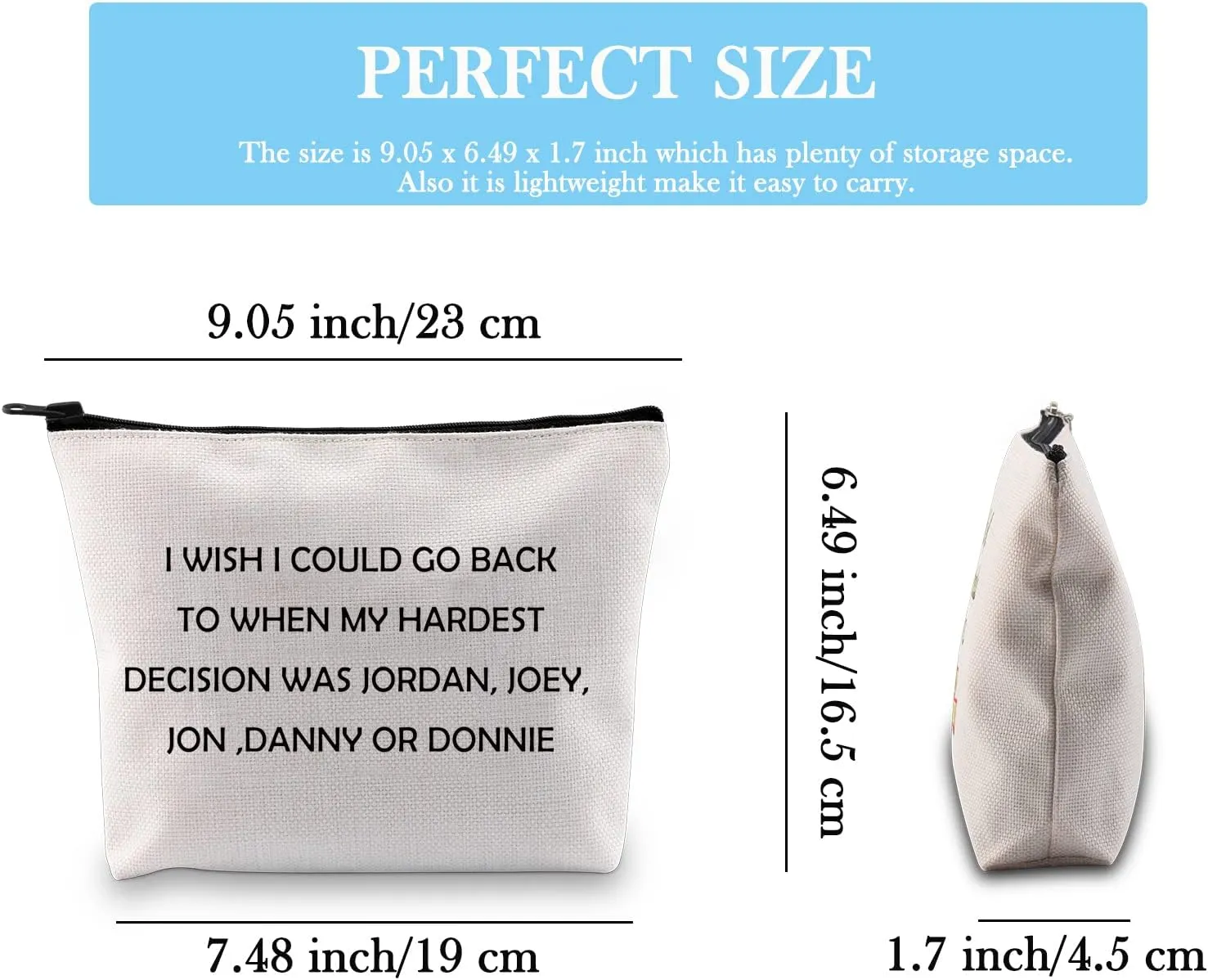 Music Group Inspired Gift Music Band Fan Gift Zipper Pouch NKTB Celebrity Gift Makeup Bag for Music Lovers (On Block Bag)