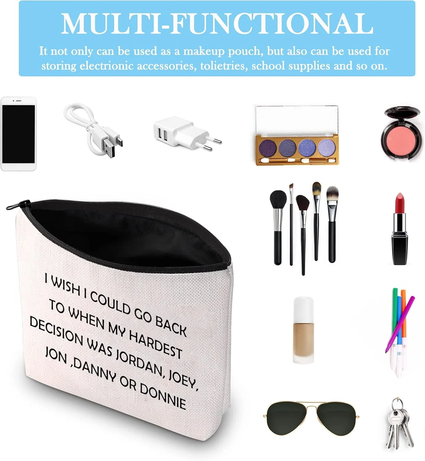 Music Group Inspired Gift Music Band Fan Gift Zipper Pouch NKTB Celebrity Gift Makeup Bag for Music Lovers (On Block Bag)