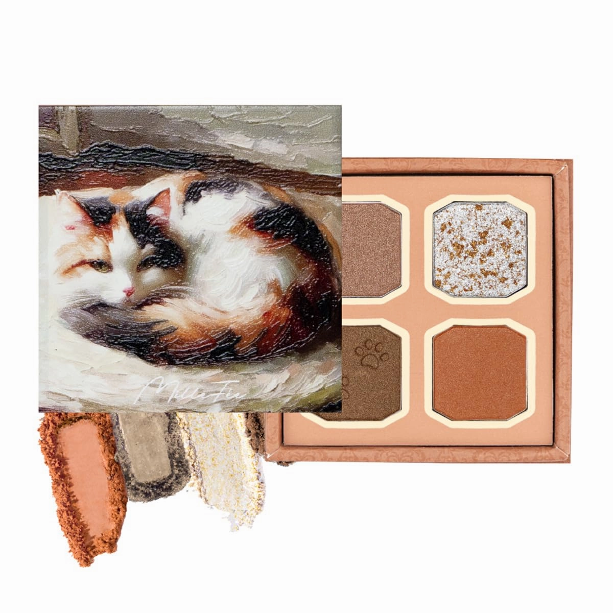 My Kitty Eyeshadow Palette, pearlescent, sequin eyeshadow, fine glitter, shimmer eyeshadow (03 Calico)