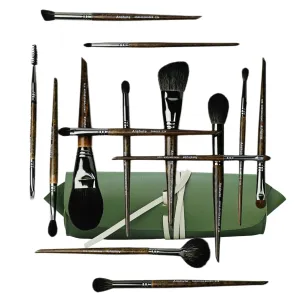Natural Goat Hair Makeup Brushes Set of 14, Professional Natural Hair Cosmetic Brushes with Case, Beech Wood Handle. Super Soft Bristles, Variety of Brushes. Face Brushes, Eyeshadow Brushes