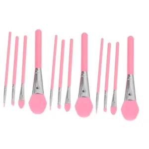 NOLITOY 12pcs Silicone Makeup Brush Handle Versatile Cosmetic Applicators for Foundation Eyeliner Eyeshadow Lip Makeup Women Easy to Carry
