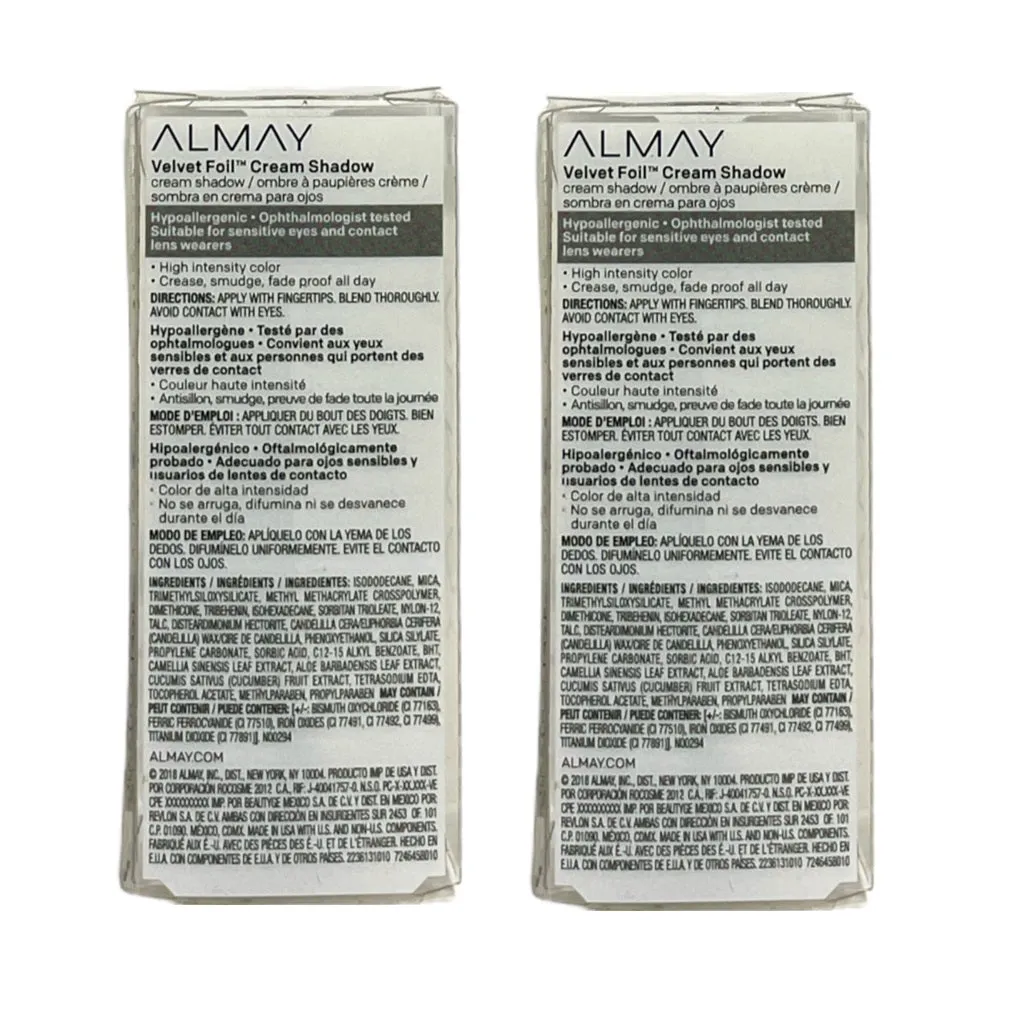 Pack of 2 Almay Velvet Foil Cream Shadow, End Game 010