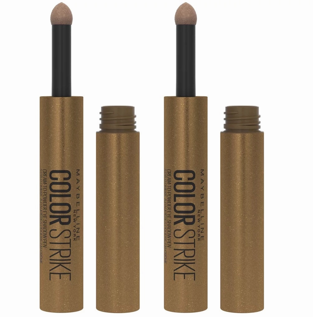 Pack of 2 Maybelline New York Color Strike Cream to Powder Eye Shadow Pen, Hustle Metallic 50