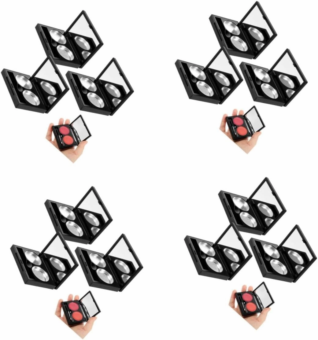 PartyKindom 3 Sets Refillable Portable Eyeshadow Boxes Empty Makeup Containers for Blush and Powder Organization Lightweight and Convenient for Travel and Daily Use with Cases and Pans