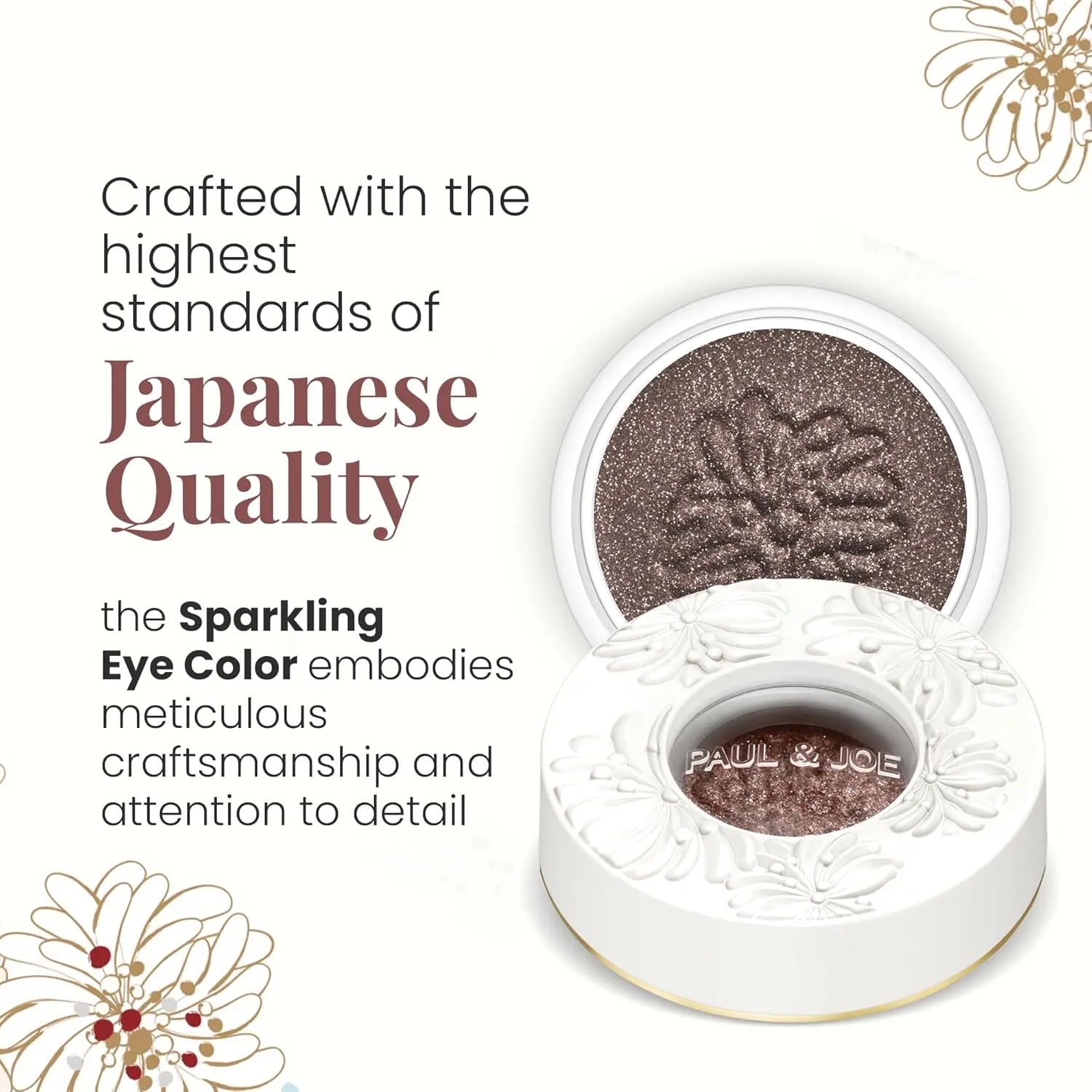 Paul & Joe Sparkling Eye Shadow, Iridescent Eye Glitter with a Buildable Pop of Color, Smooth & Hydrating Gel-Base Eye Makeup with a Dewy Effect, Maroon-Tinged Brown, 04 Candied Chestnut, 0.21 oz