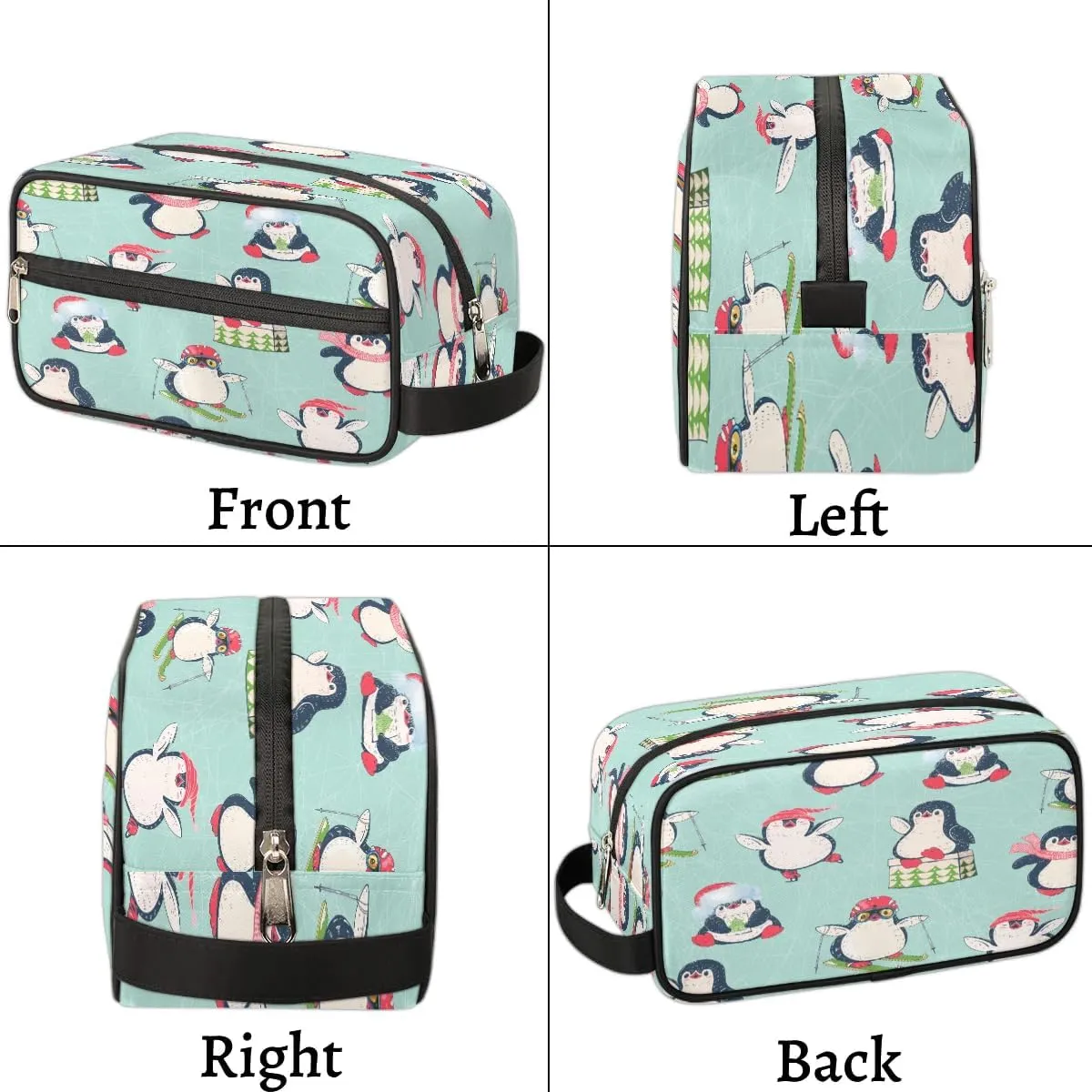 Penguins Paint Travel Toiletry Bag for Women Men Small Cosmetic Makeup Organizer Water Resistant Shaving Bag Portable Make Up Bag Storage Bags with Handle