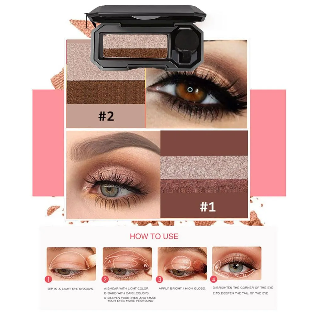 Perfect Dual Color Eyeshadow - Two Tone Lazy Eyeshadow Makeup, Highly Pigmented with Exquisite Glitters, Waterproof & Long-Lasting (#03 #04 #05)