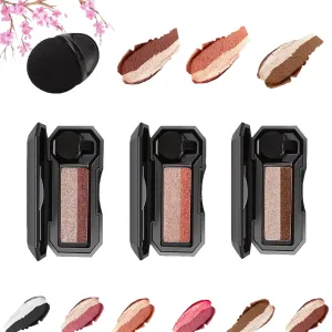 Perfect Dual Color Eyeshadow - Two Tone Lazy Makeup, Portable, Highly Pigmented, Exquisite Glitters, Waterproof, Long-Lasting (#01 #02 #04)