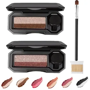 Perfect Dual Color Eyeshadow, Waterproof Two Color Eye Shadow Plate, Portable Two Tone Eyeshadow, Eye Glitter Makeup with Exquisite Glitters (b 2PCS)
