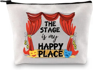 Performer Gift Musical Play Performer Gift Musical Lovers Gift The Stage is My Happy Place Cosmetic Bag Gift for Musician (Stage Happy Place)