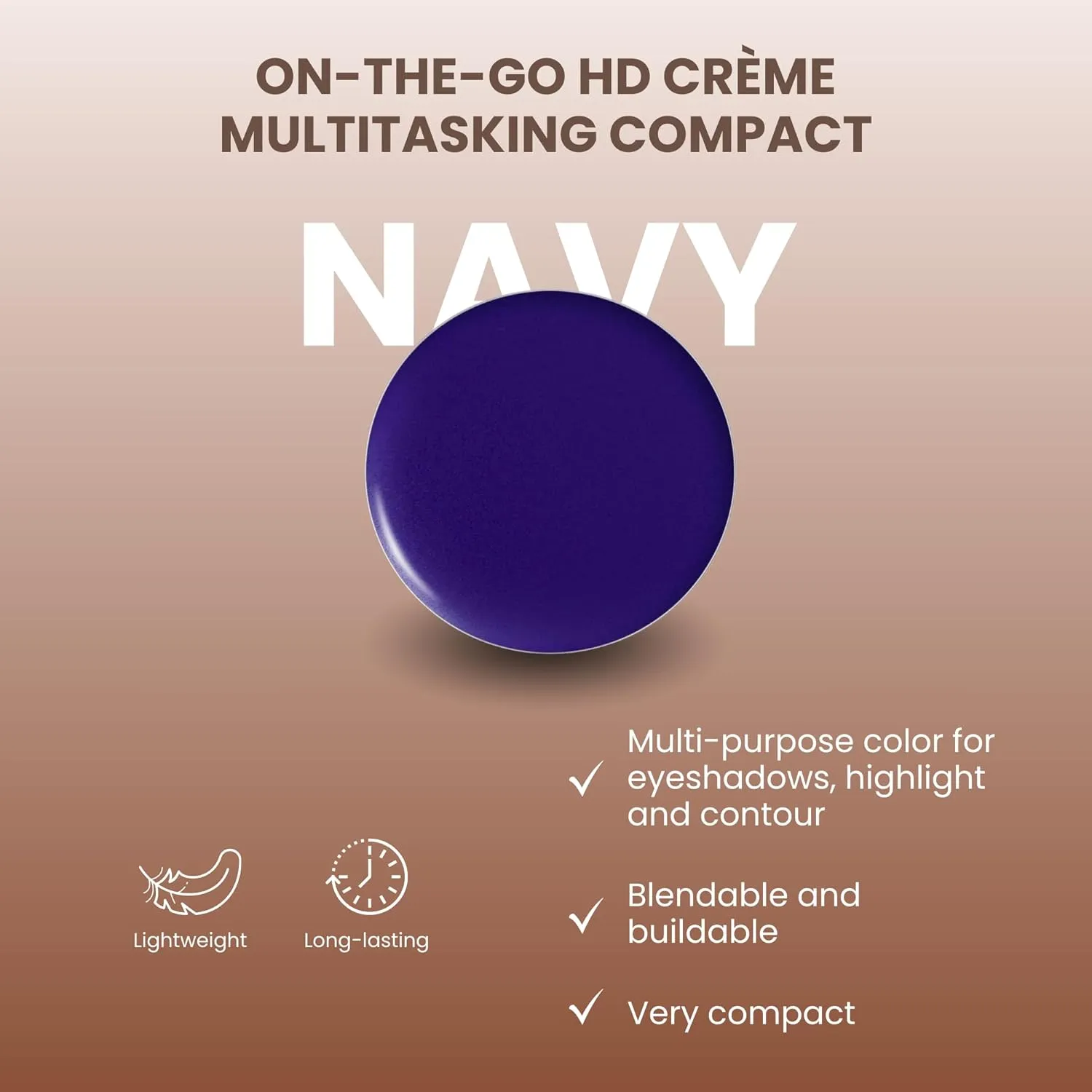 Poise Makeup HD Crème Multitasking Compact Eyeshadow REFILL | Ultra Smooth Cream Formula Used as Eyeshadow Base, Smudge Finish Eye Color, Brow Definer, Highlight, Contour, and Lip Color, NAVY