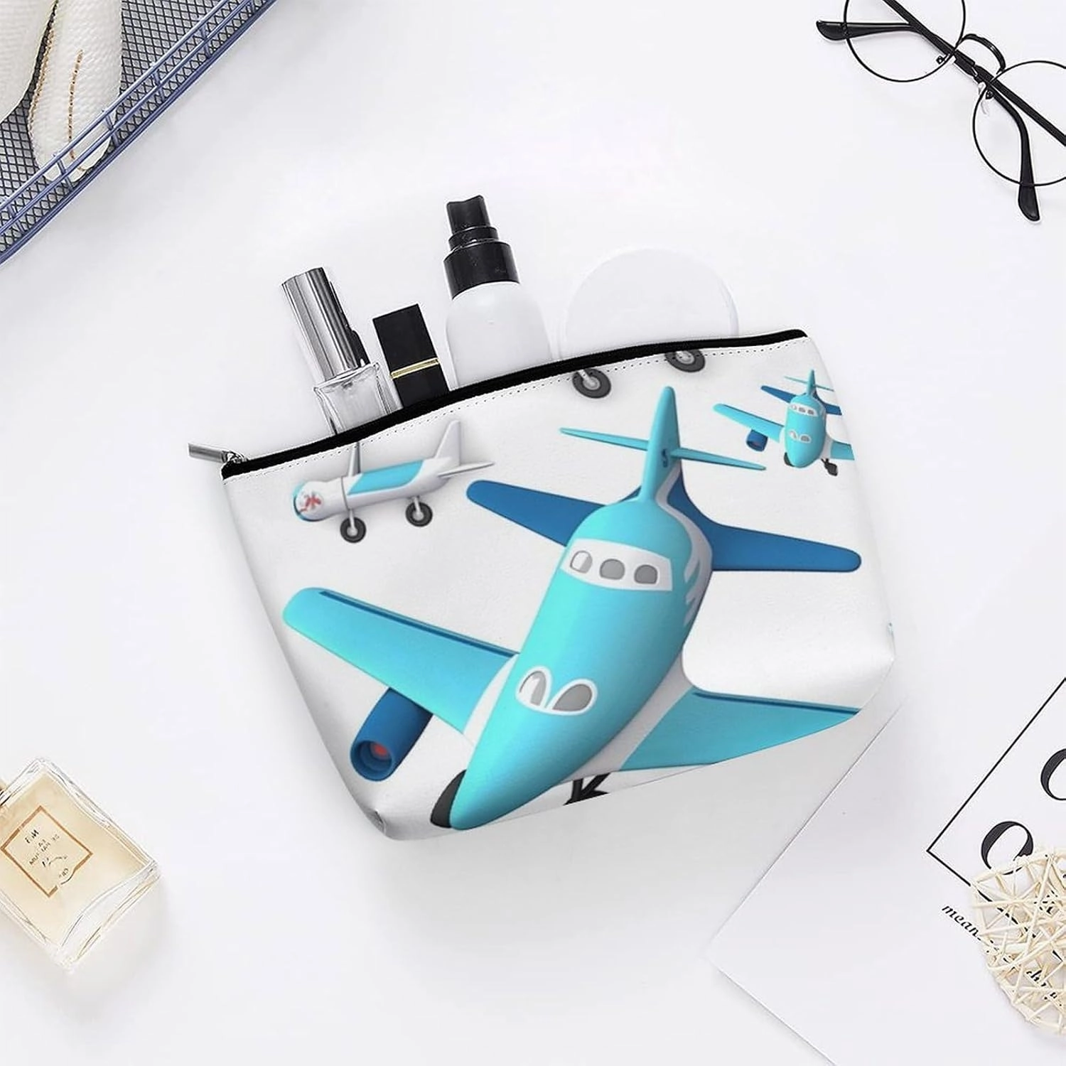 Portable Small Cosmetic Bag Cute Travel Makeup Bag Airplane Waterproof Toiletry Bag for Women