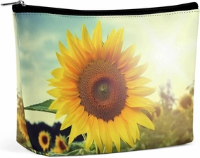 Portable Small Cosmetic Bag Cute Travel Makeup Bag Beautiful Sunflower Waterproof Toiletry Bag for Women