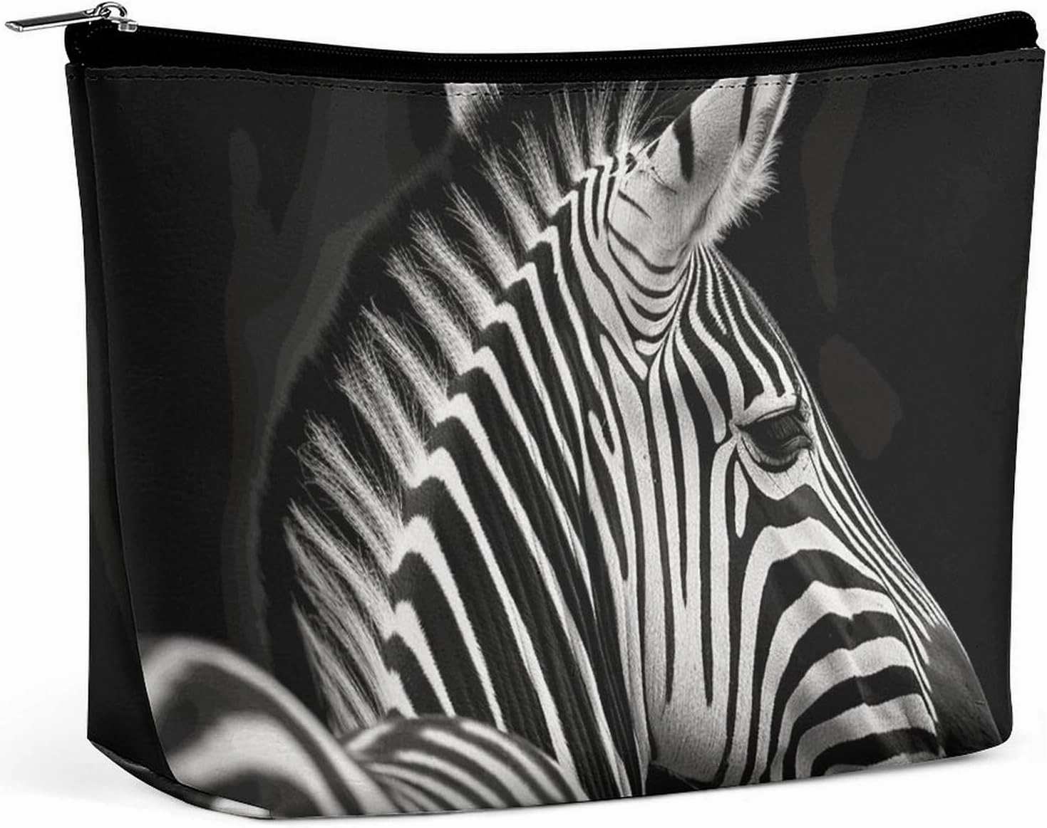 Portable Small Cosmetic Bag Cute Travel Makeup Bag Black & White Zebra Waterproof Toiletry Bag for Women