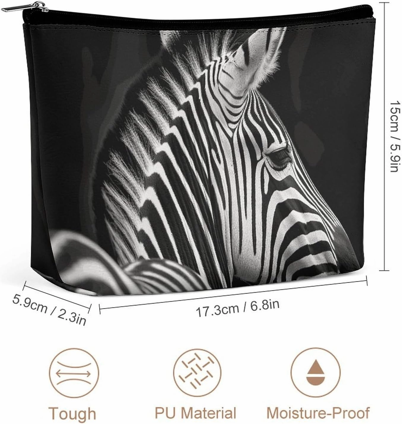 Portable Small Cosmetic Bag Cute Travel Makeup Bag Black & White Zebra Waterproof Toiletry Bag for Women