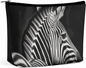 Portable Small Cosmetic Bag Cute Travel Makeup Bag Black & White Zebra Waterproof Toiletry Bag for Women