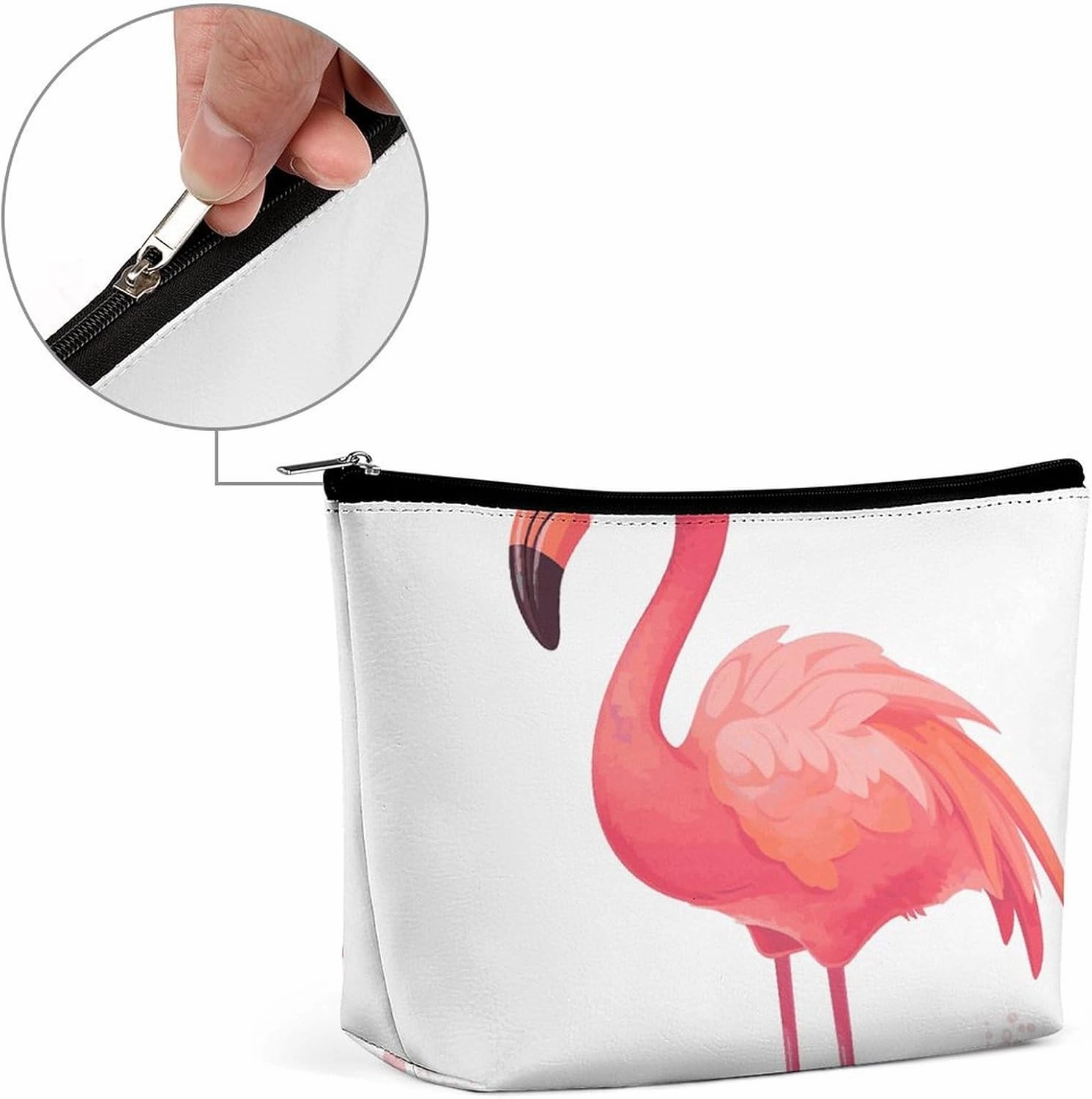Portable Small Cosmetic Bag Cute Travel Makeup Bag Cartoon Flamingo Waterproof Toiletry Bag for Women
