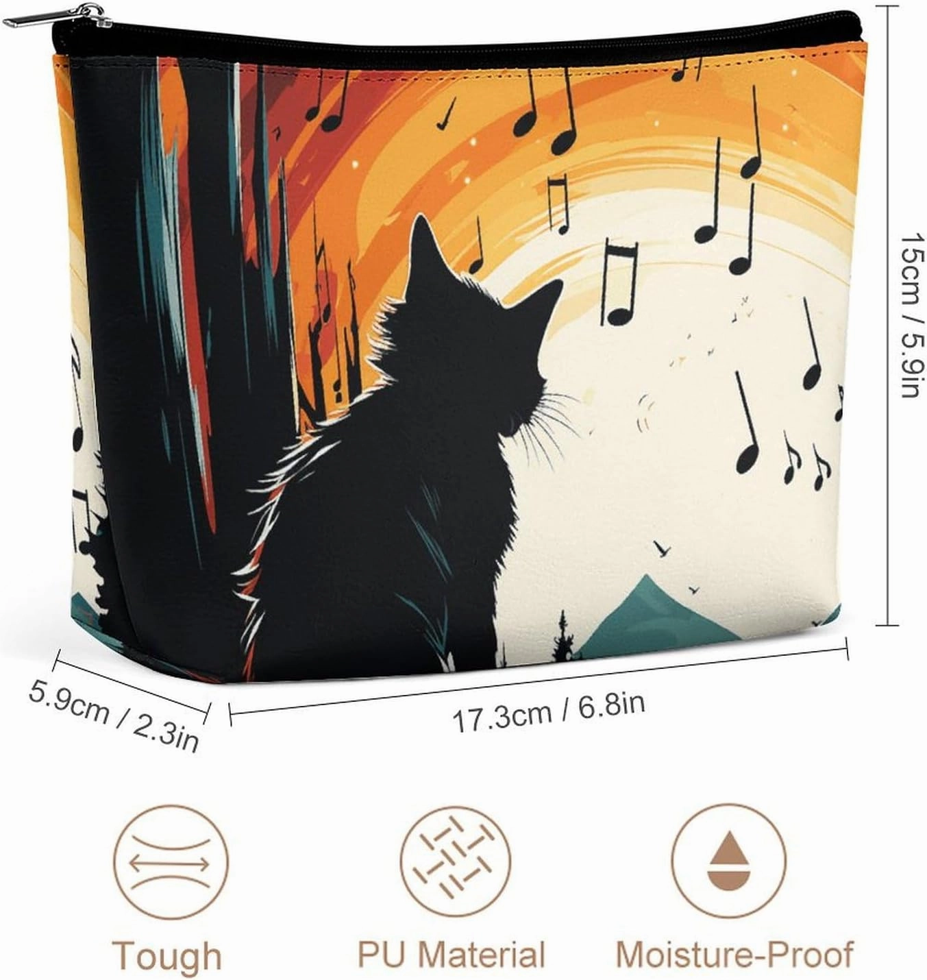 Portable Small Cosmetic Bag Cute Travel Makeup Bag Cat Silhouette Waterproof Toiletry Bag for Women