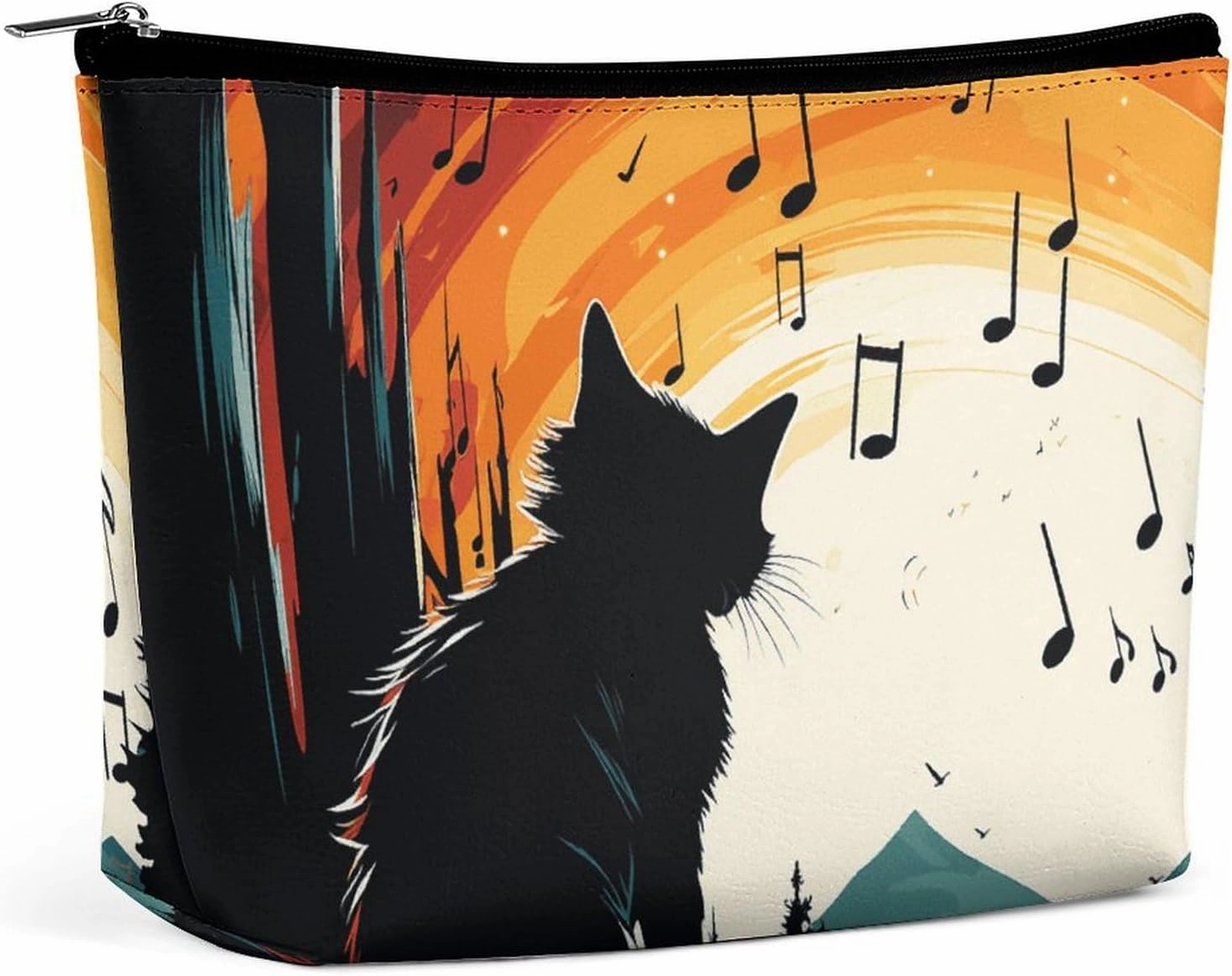 Portable Small Cosmetic Bag Cute Travel Makeup Bag Cat Silhouette Waterproof Toiletry Bag for Women