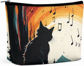 Portable Small Cosmetic Bag Cute Travel Makeup Bag Cat Silhouette Waterproof Toiletry Bag for Women