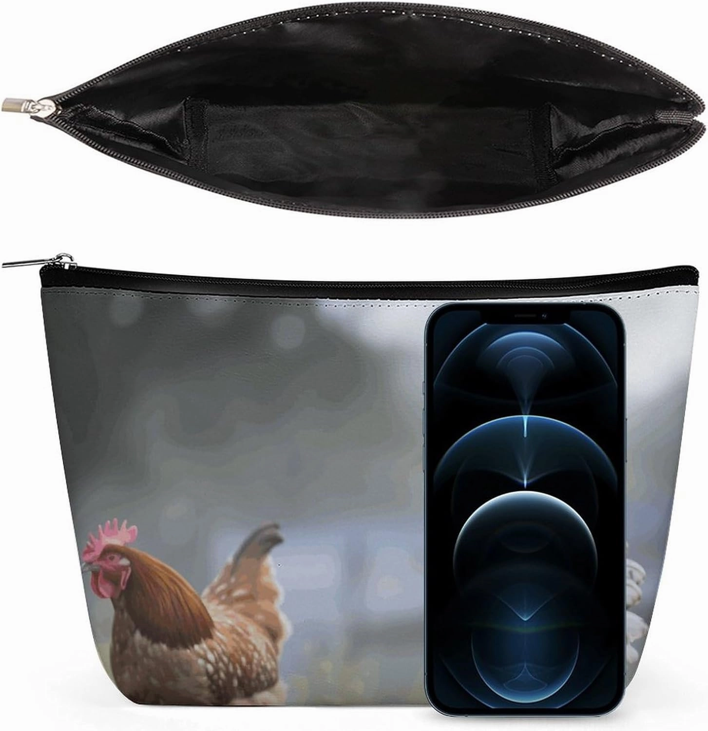 Portable Small Cosmetic Bag Cute Travel Makeup Bag Chicken on The Grass Waterproof Toiletry Bag for Women