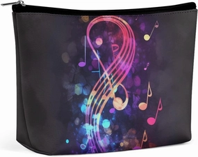 Portable Small Cosmetic Bag Cute Travel Makeup Bag Colorful Galaxy Music Note Waterproof Toiletry Bag for Women