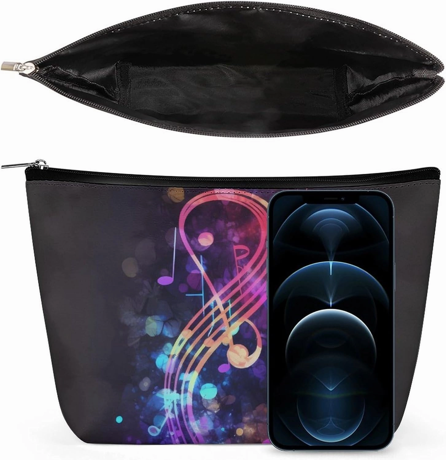 Portable Small Cosmetic Bag Cute Travel Makeup Bag Colorful Galaxy Music Note Waterproof Toiletry Bag for Women