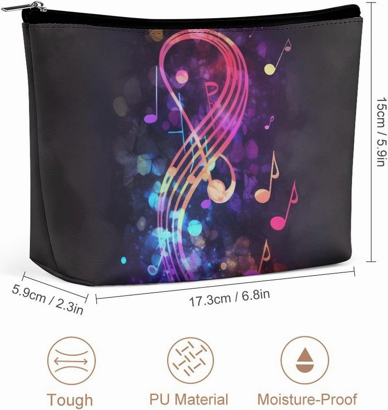 Portable Small Cosmetic Bag Cute Travel Makeup Bag Colorful Galaxy Music Note Waterproof Toiletry Bag for Women