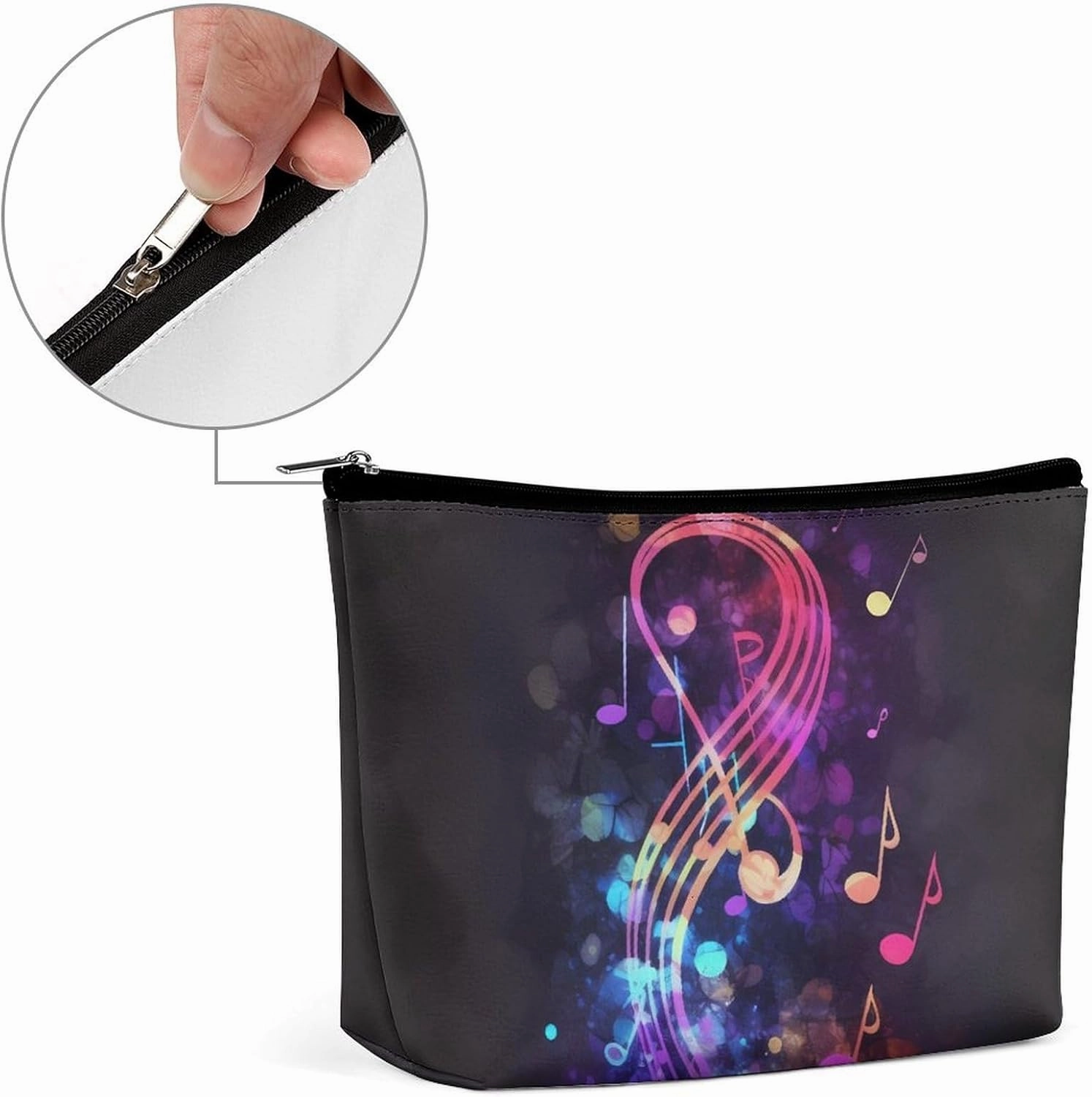 Portable Small Cosmetic Bag Cute Travel Makeup Bag Colorful Galaxy Music Note Waterproof Toiletry Bag for Women