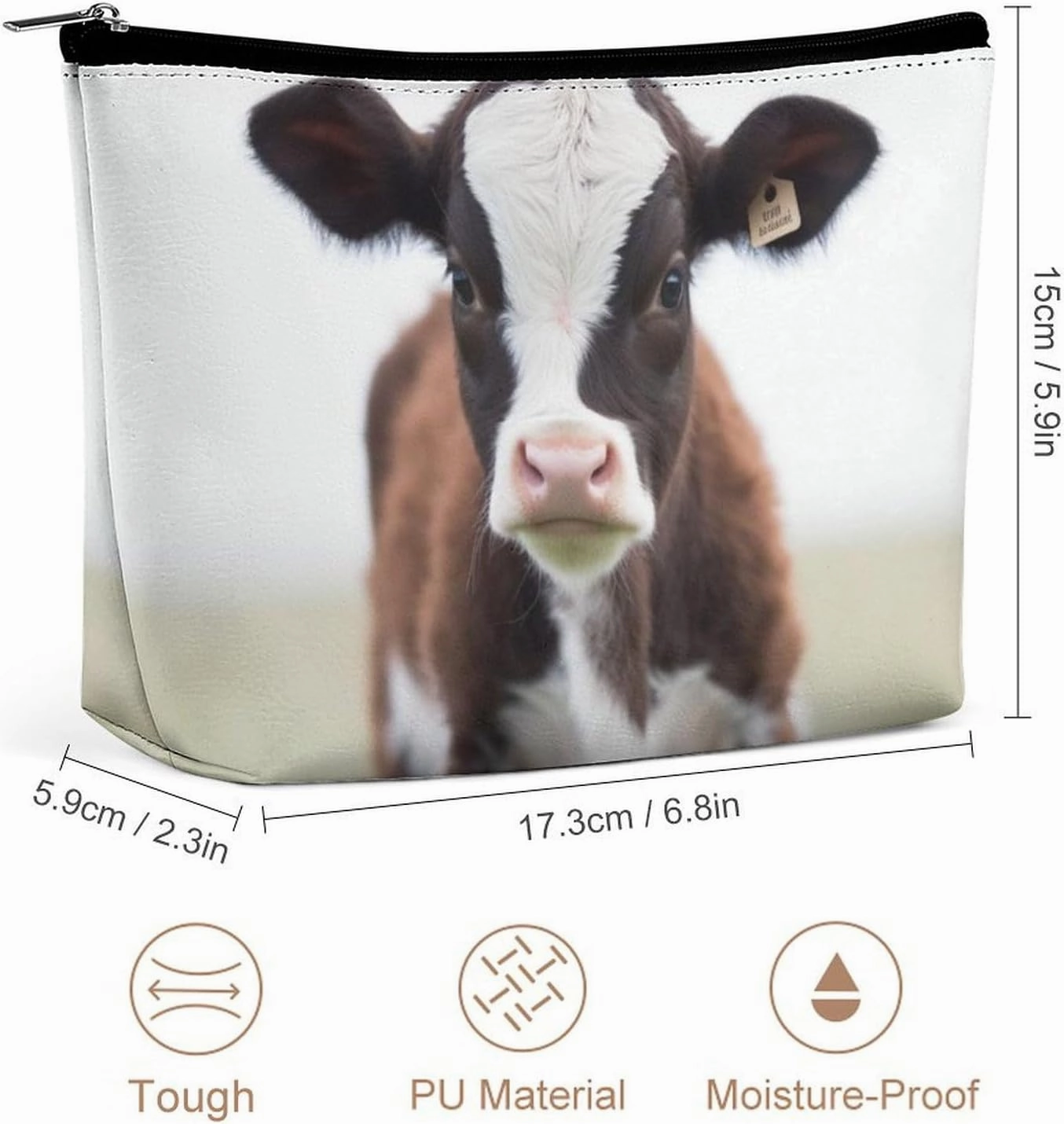 Portable Small Cosmetic Bag Cute Travel Makeup Bag Cow Waterproof Toiletry Bag for Women